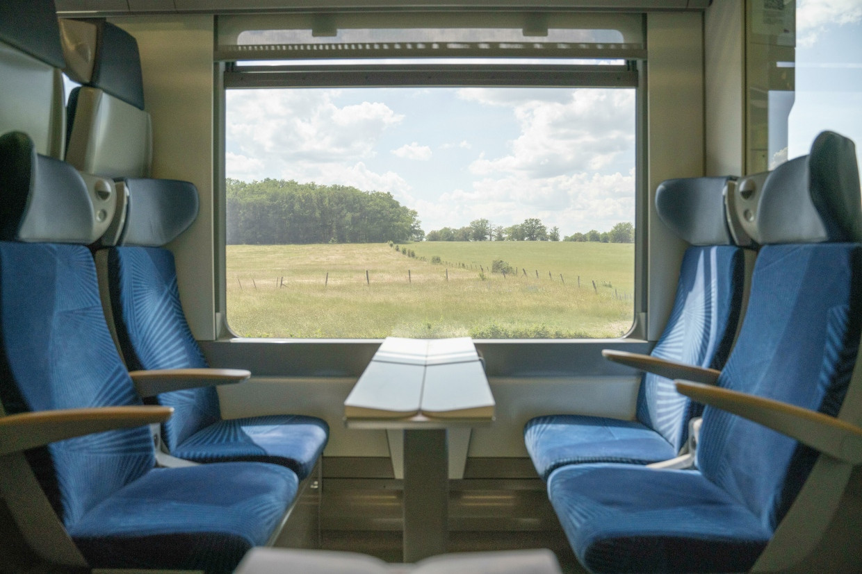 So schön kann Bahnfahren sein: Blick auf Frankreichs Wiesen bei Paris