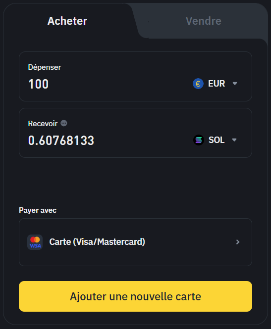 Acheter Solana Binance Carte