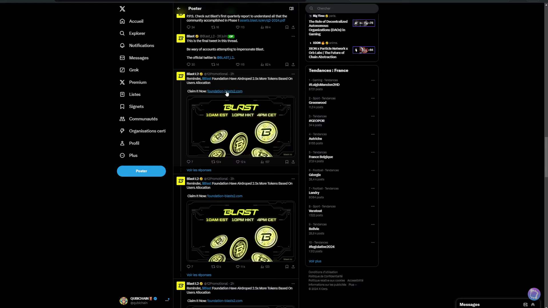 Twitter Blast original and impersonators screenshot