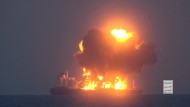 The Houthi militia released a video that allegedly shows the burning, fully loaded Greek oil tanker “Sounion”.