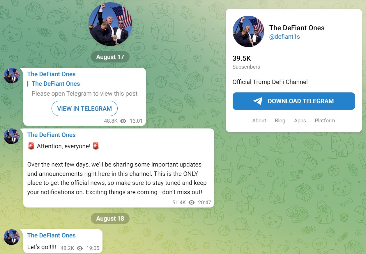 The DeFiant One Telegram Channel Overview