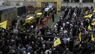 At least one explosion is said to have occurred near a memorial service organized by Hezbollah.