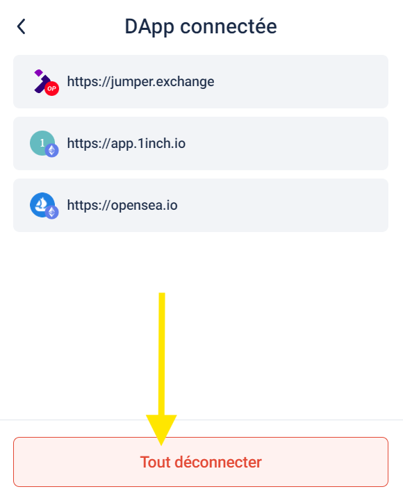 Déconnecter des dApps de Rabby Wallet