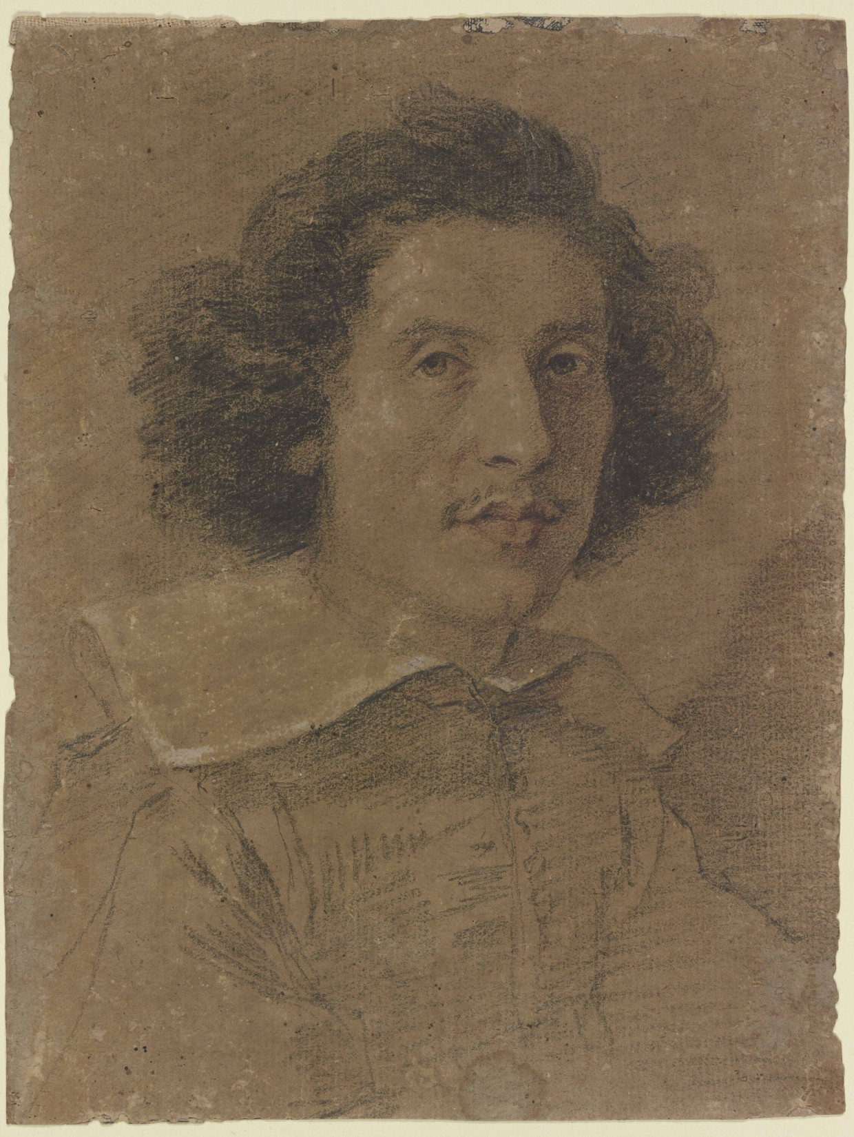 It is not known who Bernini has portrayed here, but the charisma of the chalk drawing, which has only been delicately heightened with red chalk, is enormous: “Male portrait in three-quarter profile to the right”, ca. 1635