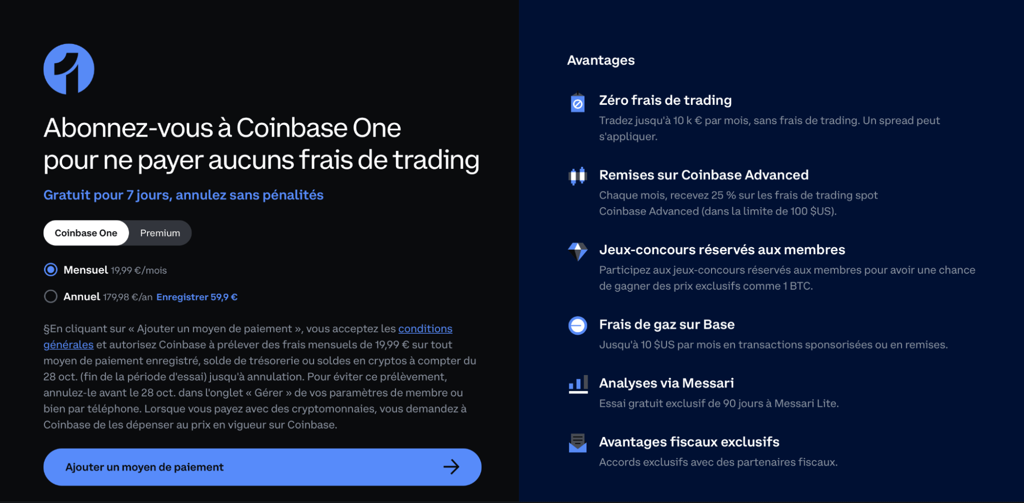 Avantages Coinbase One