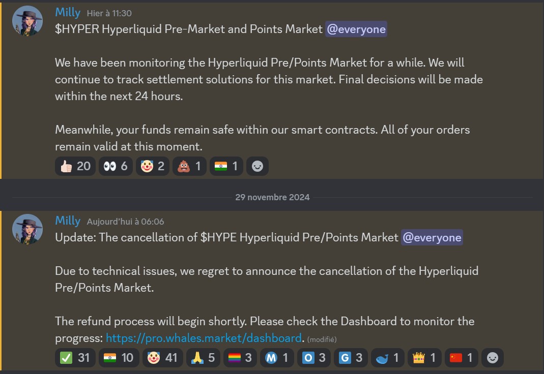 Whales Market Announcement About Hyperliquid Airdrop