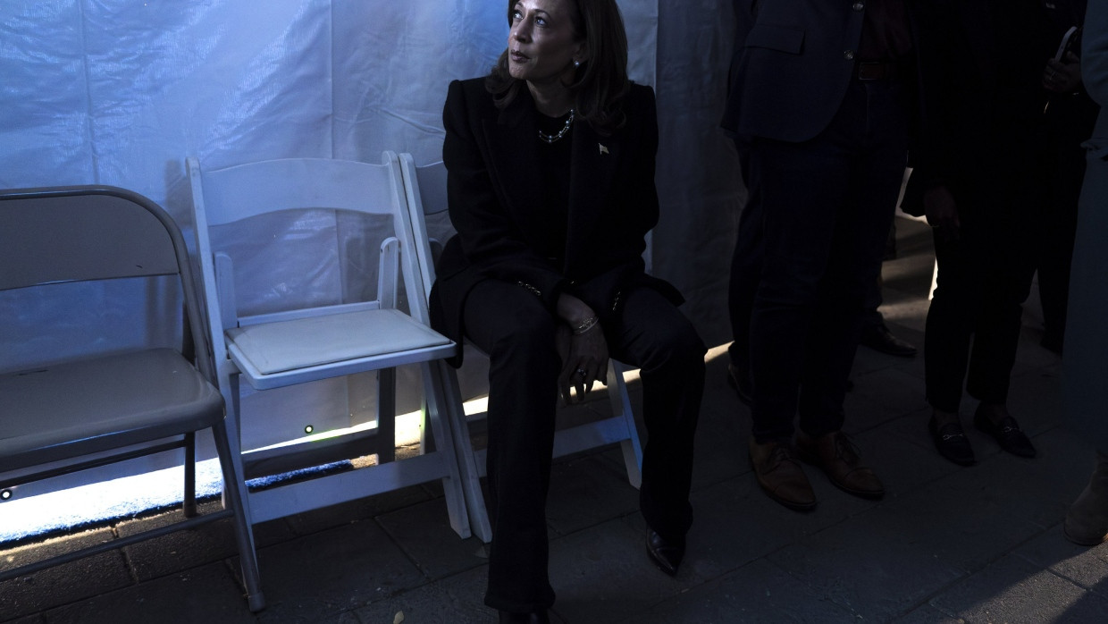 Kamala Harris before her final rally on Monday in Philadelphia