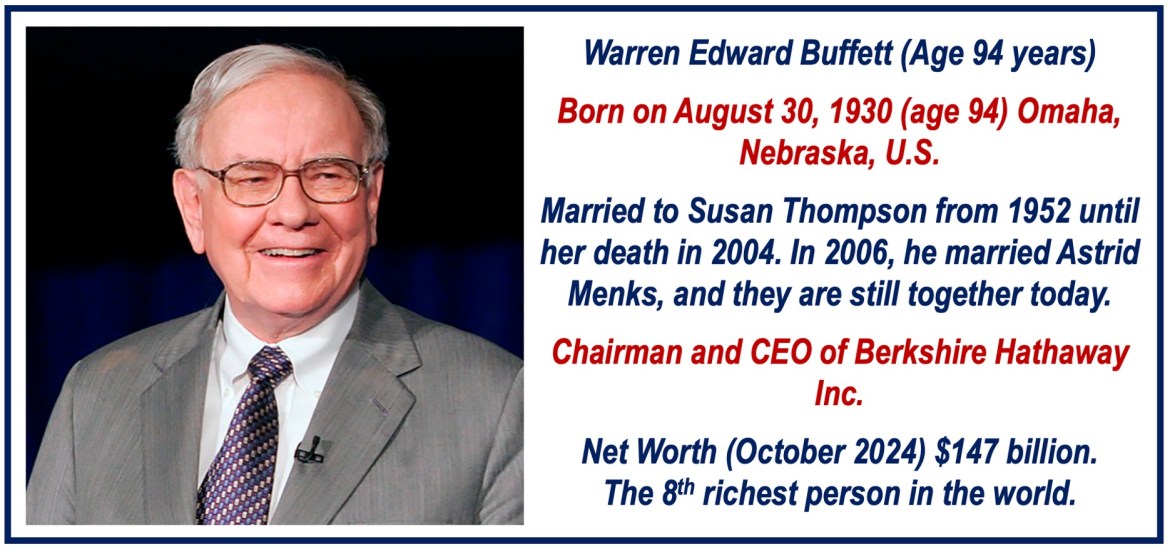 Image and bio of Warren Buffett.