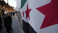 A Syrian “revolution” flag in Damascus.