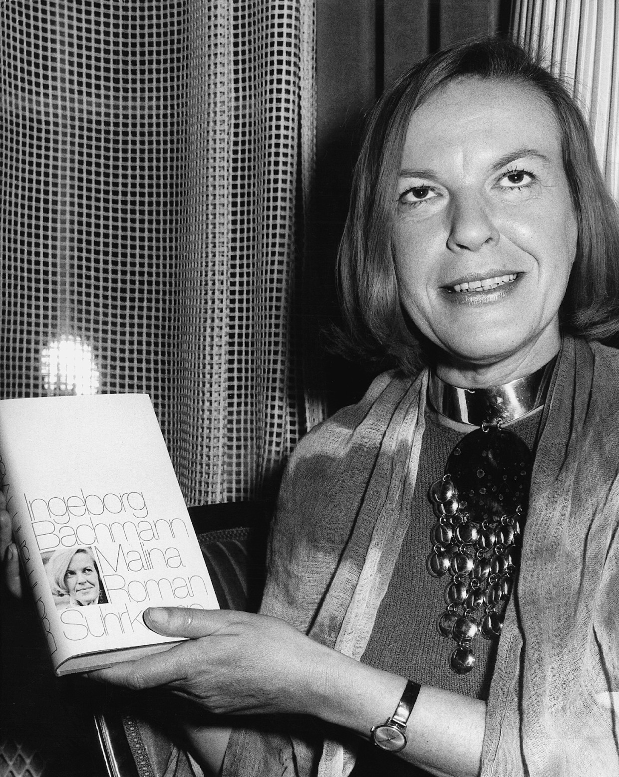 Ingeborg Bachmann provides her first novel “Malina" 1971 in Frankfurt am Main.