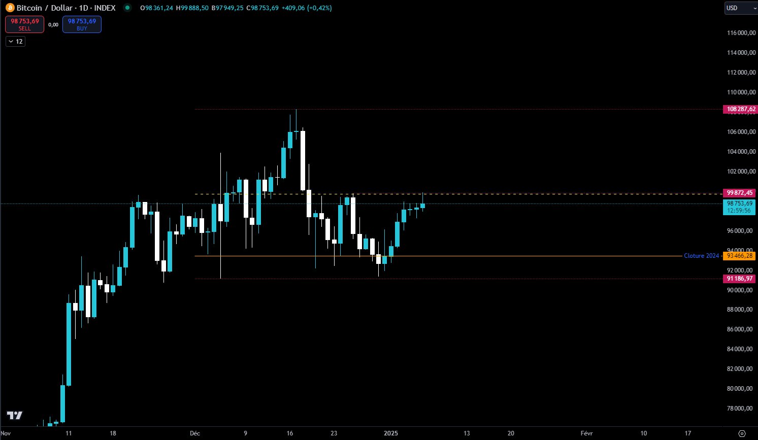 Bitcoin daily against the dollar