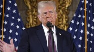 US President-elect Donald Trump speaks during a press conference in Mar-a-Lago, USA.