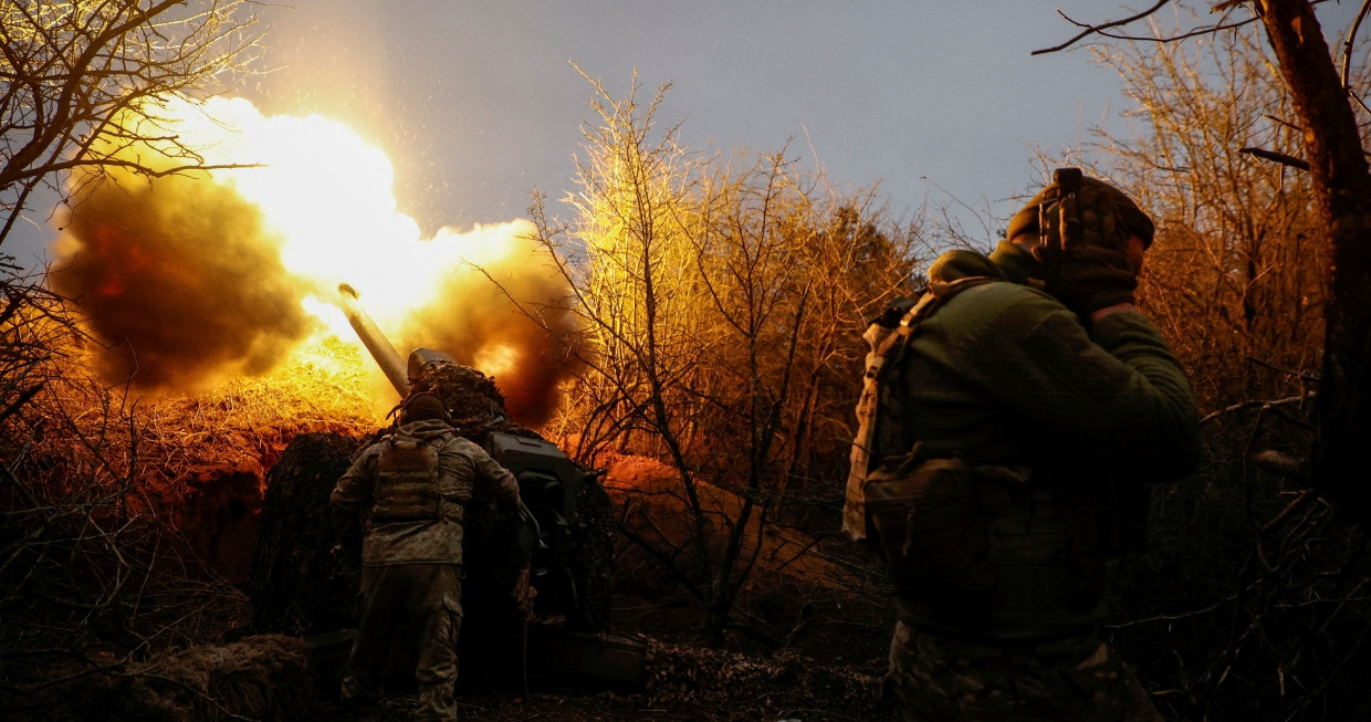 Ukrainian soldiers in March 2024 at the front in the Cherson region