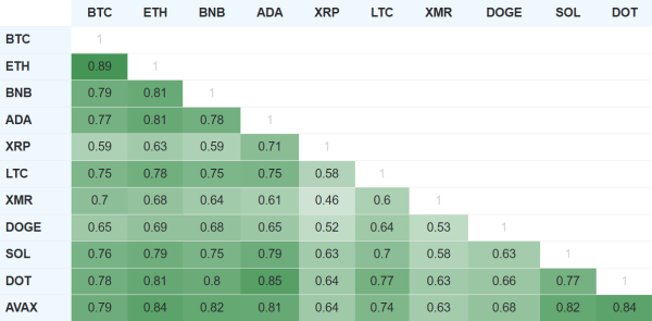 correlation bitcoin altcoin 1 an