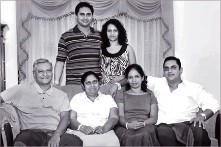 A photo of Chamal Rajapaksa (sitting on the left) his with wife and sons