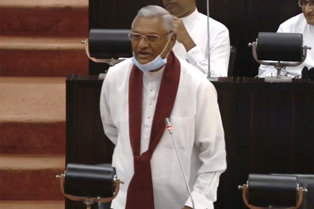A photo of Chamal Rajapaksa taken while he was giving a speech in the parliament