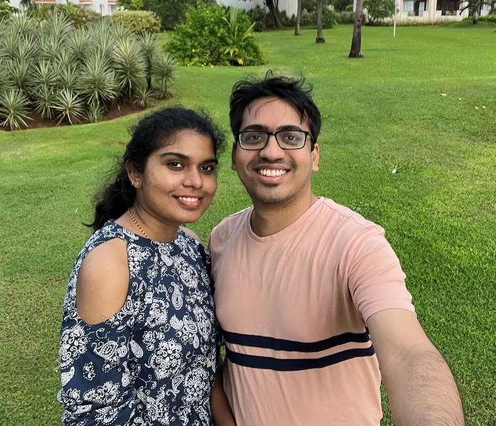 Pawan Kumar Chandana with his wife, Nirupama Chandana