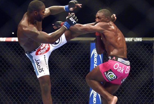 Anthony Rumble Johnson vs Phil Davis during an MMA match