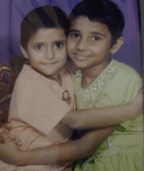 A childhood picture of Andrila Sharma and her sister