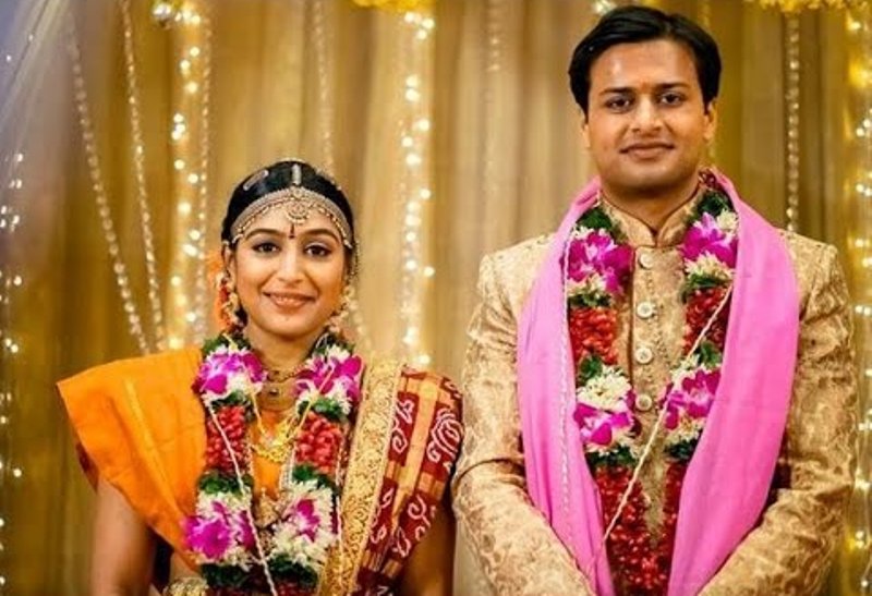 An image of Padmapriya Janakiraman and her husband, Jasmine Shah, from their wedding