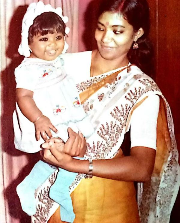 A childhood picture of Sayanora with her mother, Maryhedwig Philip