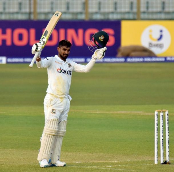 Litton Das after scoring his first test hundred