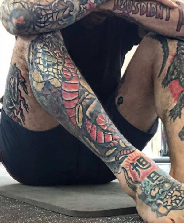 Jason David Frank's tattoo on right leg