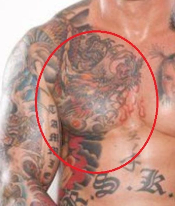 Jason David Frank's tattoo on right pec