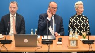 CDU leader Friedrich Merz (centre), Secretary General Czaja and deputy party leader Silvia Breher on Monday in Berlin.