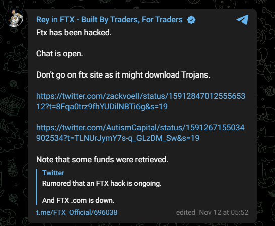 Screen Telegram FTX