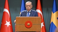 Recep Tayyip Erdogan at a press conference in Ankara