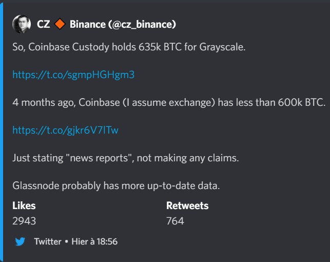 Tweet CZ Coinbase