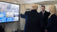 Trump on January 6 with daughter Ivanka and son Eric in front of a television
