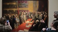 Nostalgia?  Visitors to the Historical Museum in Moscow in front of the painting showing the signing of the 1922 Union Treaty