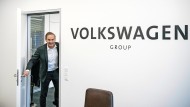 The new boss introduces himself: Oliver Blume on the 13th floor of the brand tower at the VW headquarters in Wolfsburg