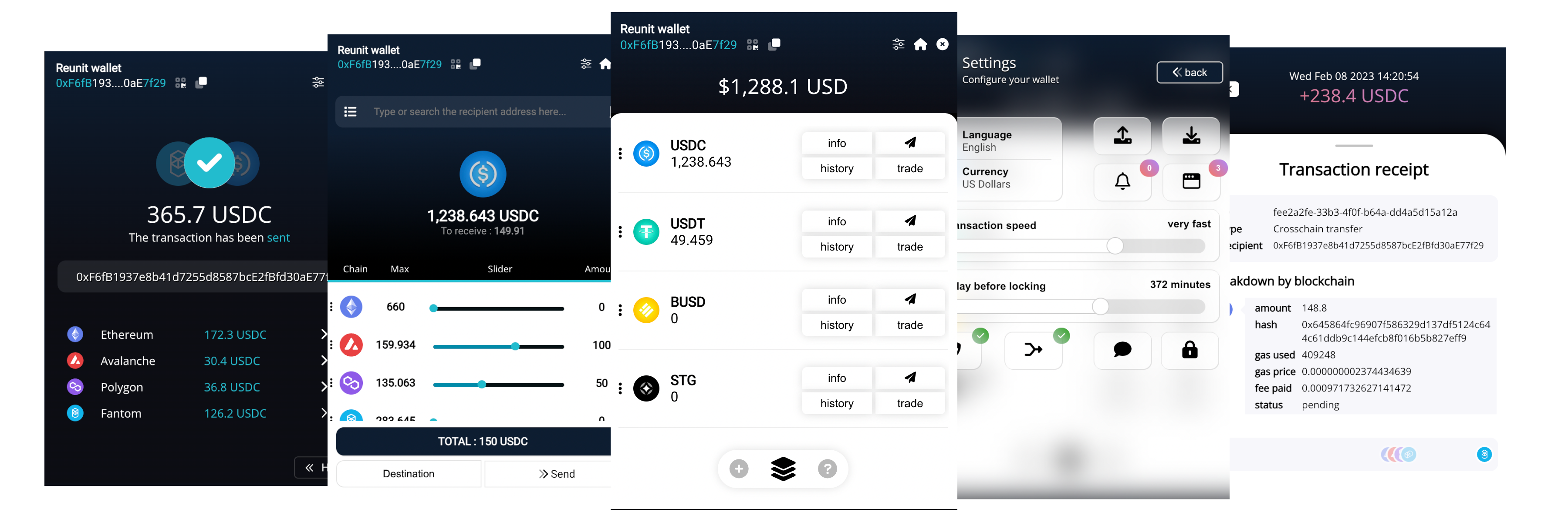 Reunit Wallet interface