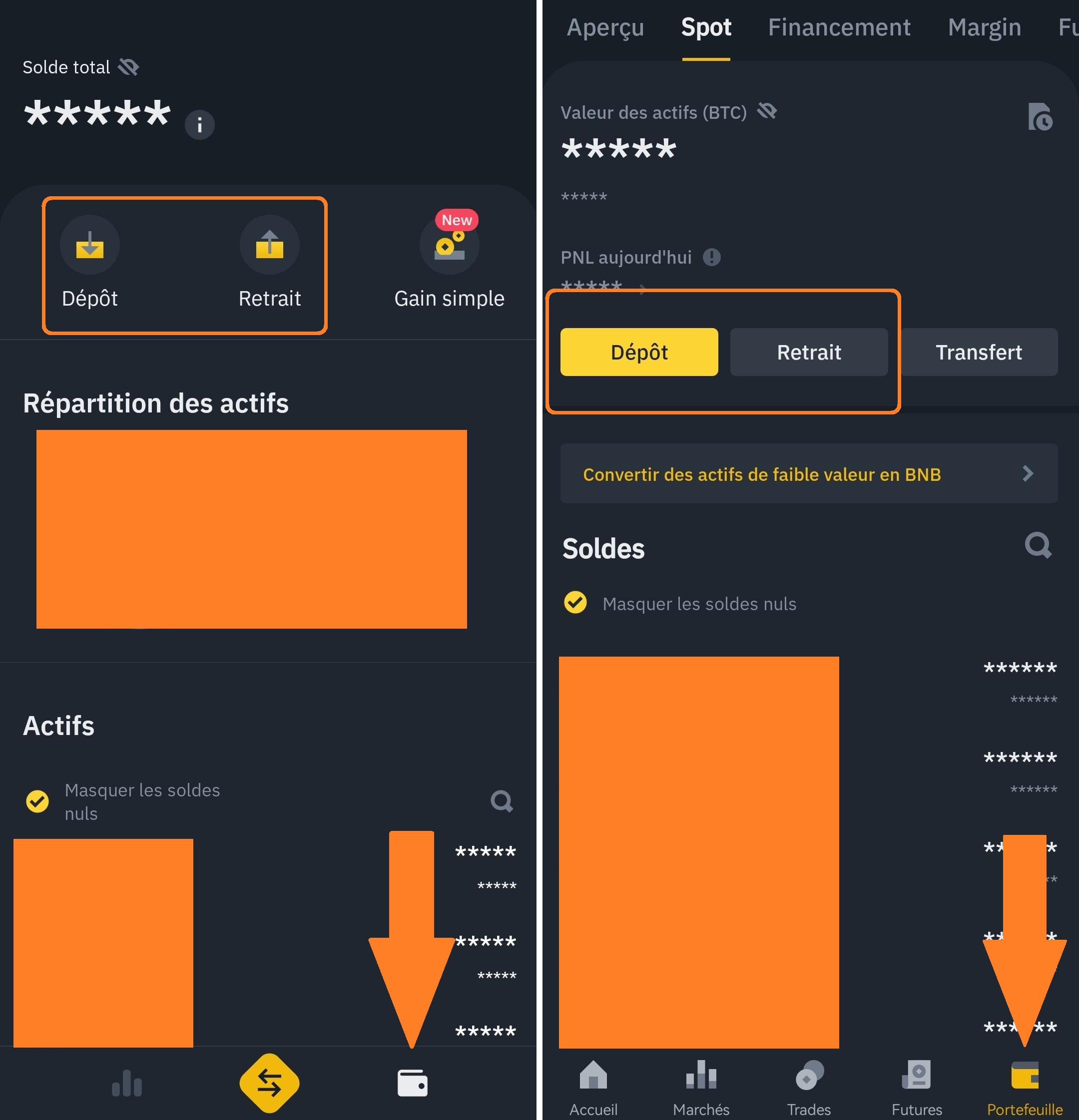 Deposit and withdrawal from the Binance app