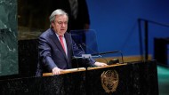 UN Secretary-General Antonio Guterres speaks at the opening of a special session of the UN General Assembly to mark the anniversary of the Ukraine war.