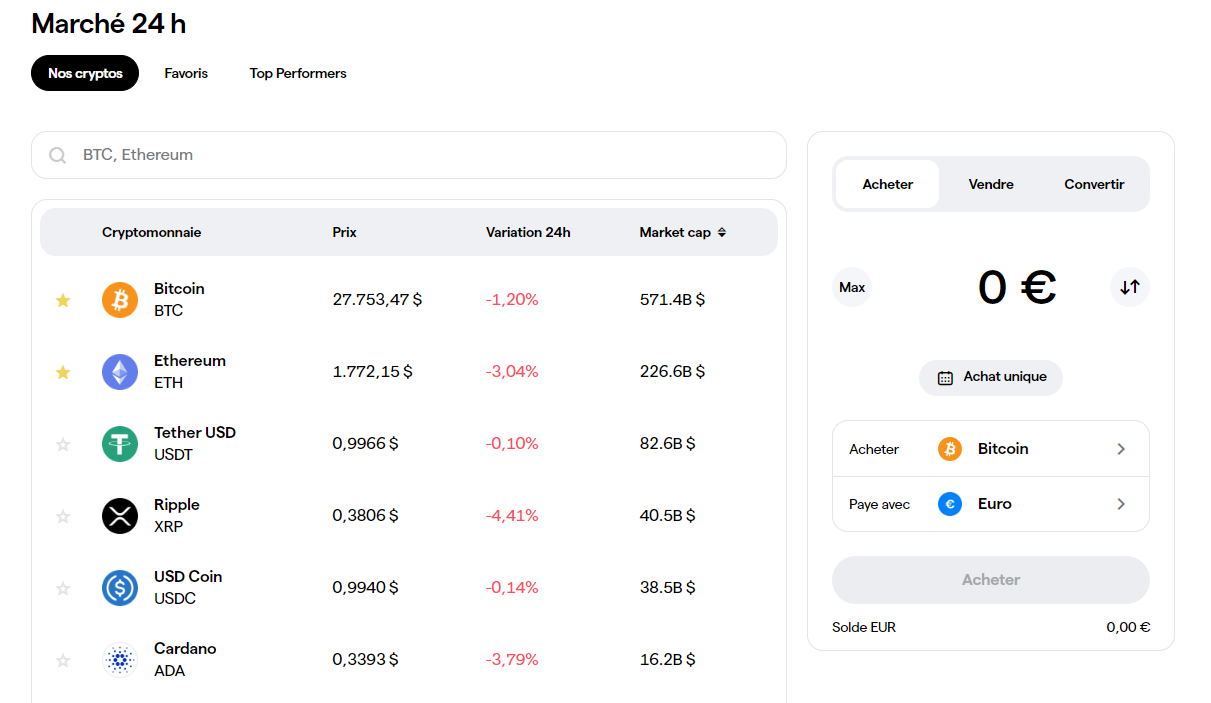 Achat crypto Young Platform