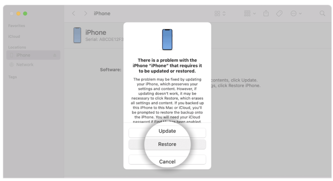   iTunes Restore iPhone to Remove Lock