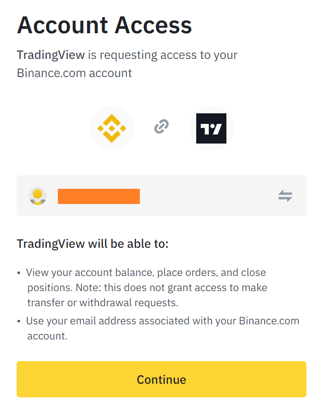 Allow connection between Binance and TradingView