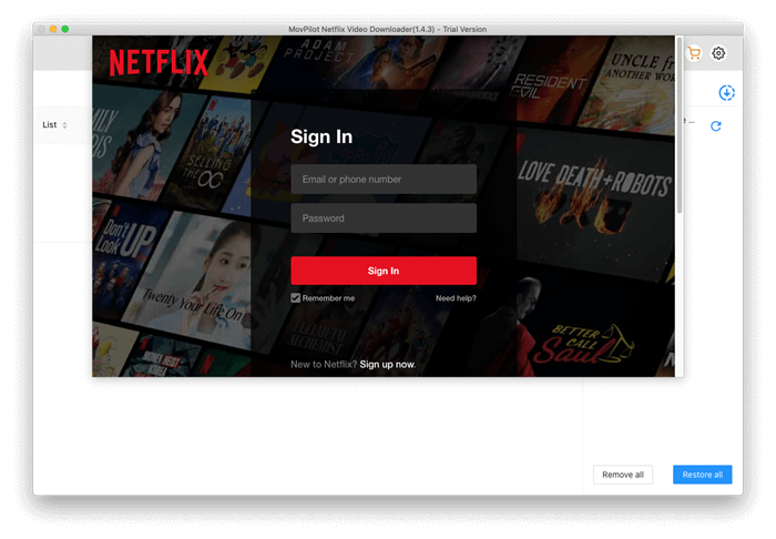 MovPilot Netflix Video Downloader Sign in Account