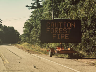 Sign announcing a forest fire in Nova Scotia