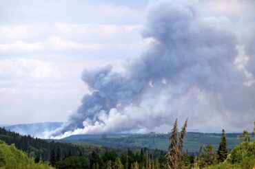 Smoke from the Donnie Creek wildfire north of Fort St. John, BC