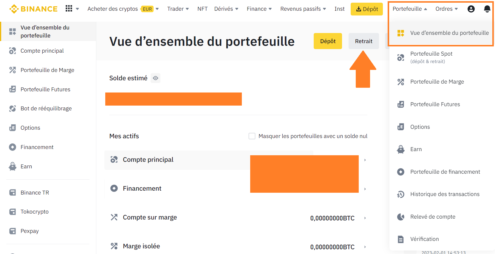 retraits euros Binance