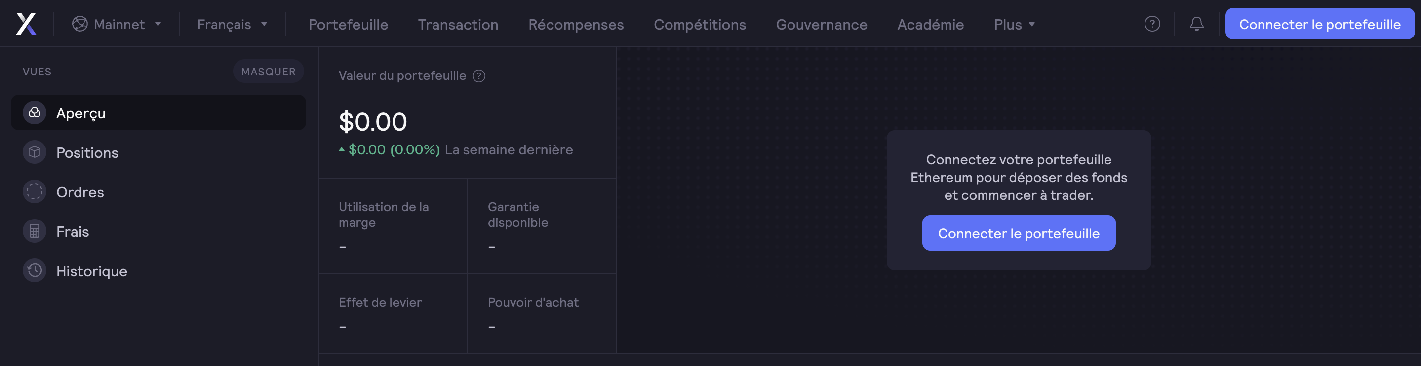 connecter son portefeuille dydx