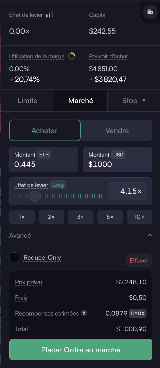 Ouverture position trading