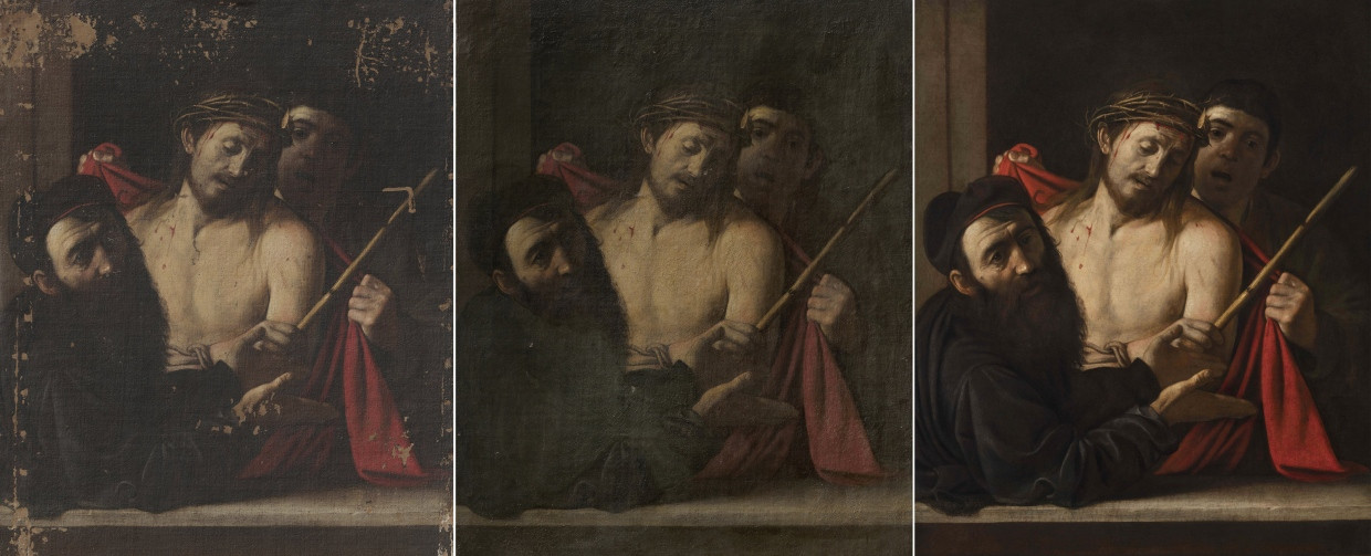 Mit dieser Fotoreihe dokumentiert der Prado den Fortschritt der Restaurierung von Caravaggios „Ecce Homo“.